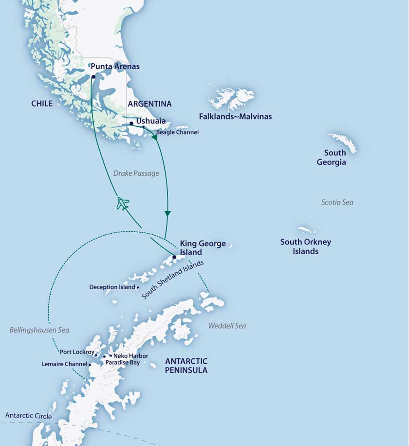 Aero-Crucero USH-PUQ Círculo Polar en el M/V Greg Mortimer