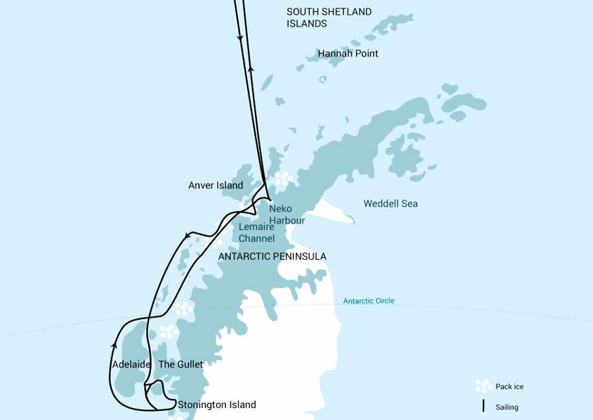 Círculo Polar Antártico en el M/V Ortelius