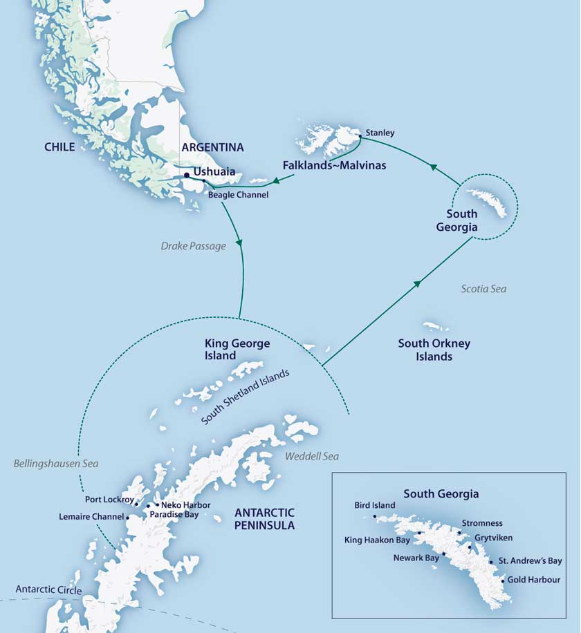 Odisea Antártica Islas Georgia del Sur y Elefante en el M/V Greg Mortimer